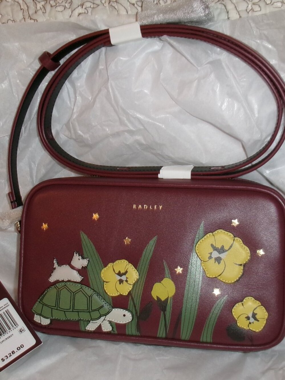 NWT Radley London Midnight Wanderer Zip-Top Dark Cherry Leather Crossbody Bag
